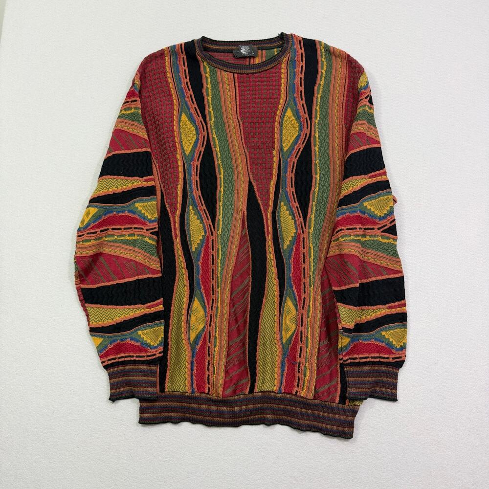 Vintage Tosani Canada 3D Textured Knit Sweater Men's 2XL XXL Cosby Biggie 90s